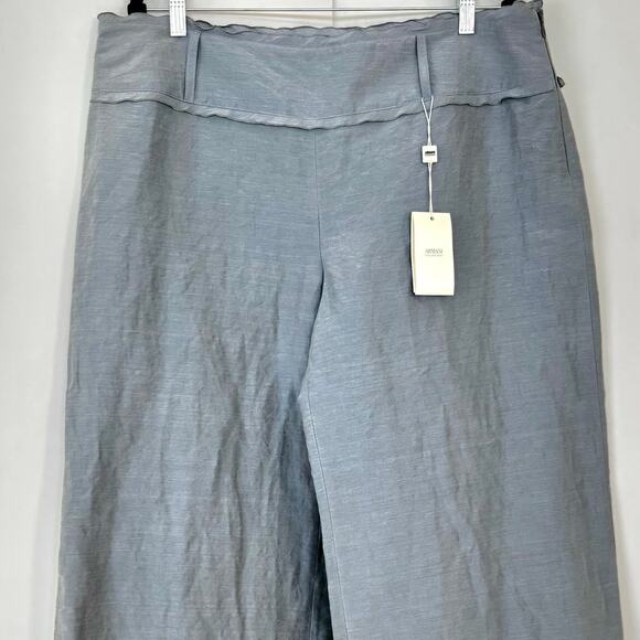 Armani Collezioni Linen Silk Wide Leg Palazzo Crop Trousers Pants 16 NWT - Picture 2 of 14